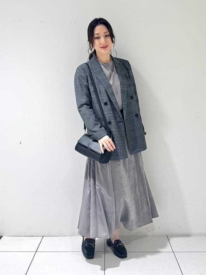 そんさんの「INDIVI｜【洗える／オンオフ】チェック柄ダブルジャケット」を使ったコーディネート