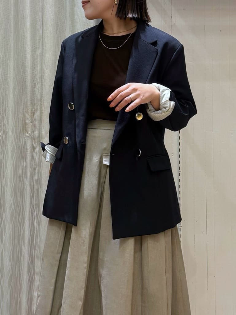chさんの「THE SHOP TK｜【今羽織るなら】ダブルブレストジャケット【セットアップ可/洗える】」を使ったコーディネート