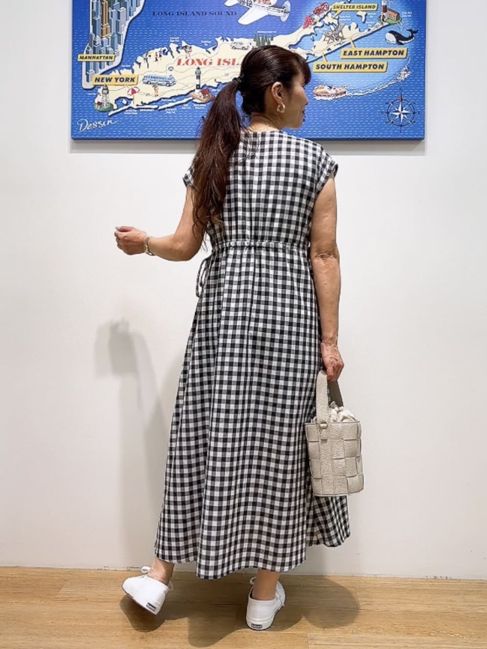 Yasucoさんの「Dessin｜【リンクコーデ・洗える】ウエストドロスト付きチェック柄ワンピース」を使ったコーディネート