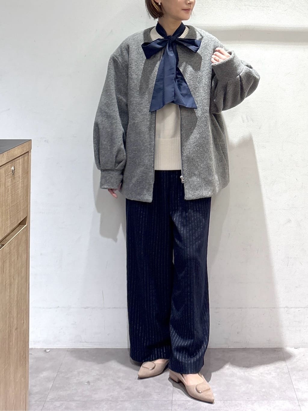 たけねぇさんの「OPAQUE.CLIP｜ラメストライプワイドパンツ【洗濯機OK】」を使ったコーディネート