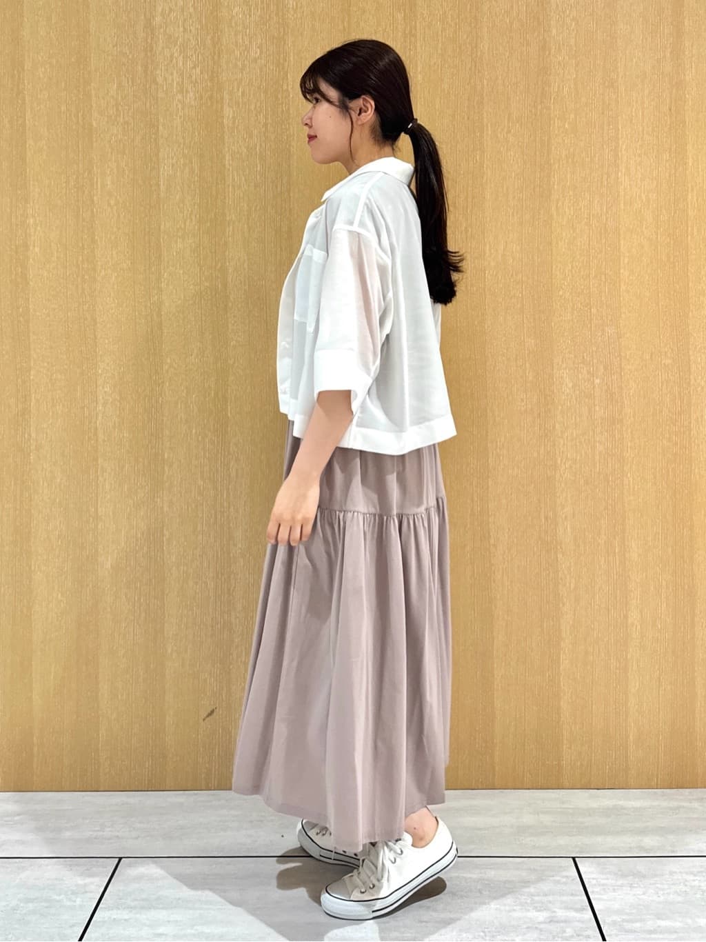 nanaさんの「UNTITLED｜【前開き/洗える】ショート丈シアーシャツ」を使ったコーディネート