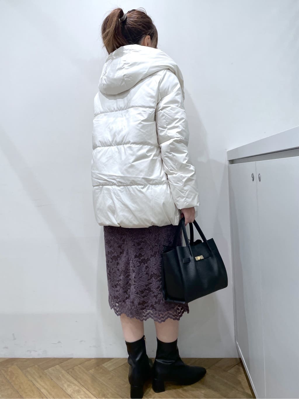 Junさんの「index｜撥水フードミドルダウンコート【防風／抗菌防臭／洗濯機OK】《S～LL》」を使ったコーディネート