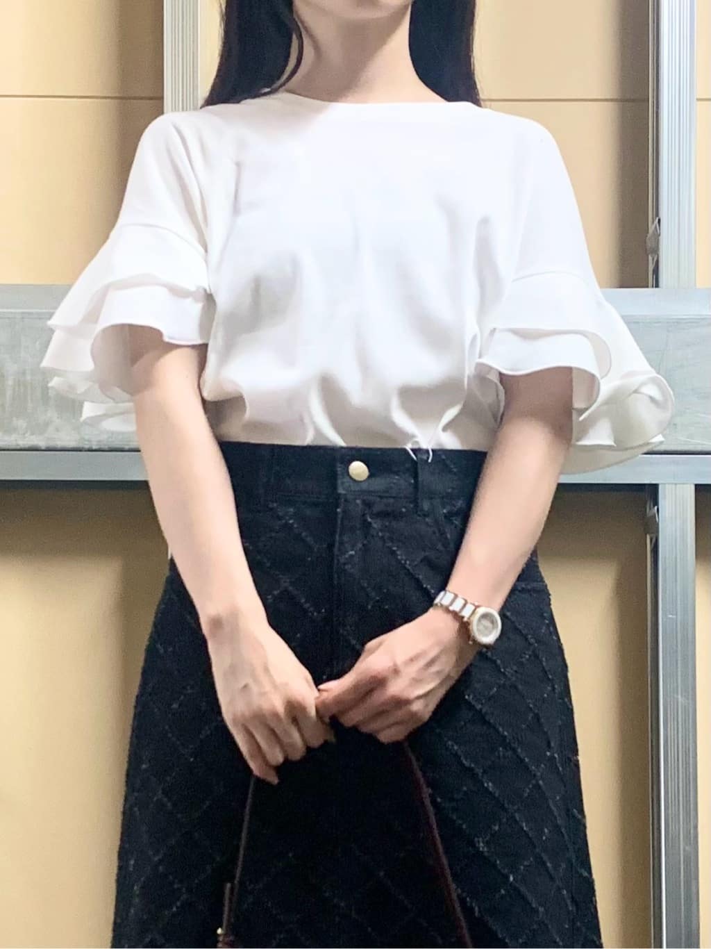 sahoさんの「THE SHOP TK｜【汗染み防止】袖フリルTシャツ【UVカット/洗濯機OK】」を使ったコーディネート