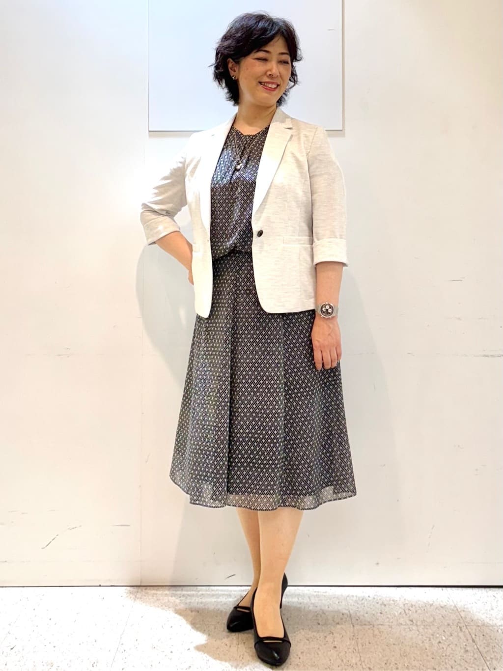 ヤスコさんの「Reflect｜【マシンウォッシュ可／セットアップ可】コツキ柄プリントブラウス」を使ったコーディネート