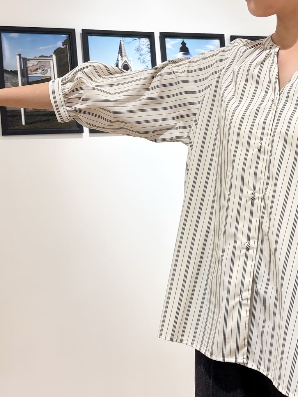 Ririkaさんの「Dessin｜【洗える】ストライプカフス袖ブラウス」を使ったコーディネート