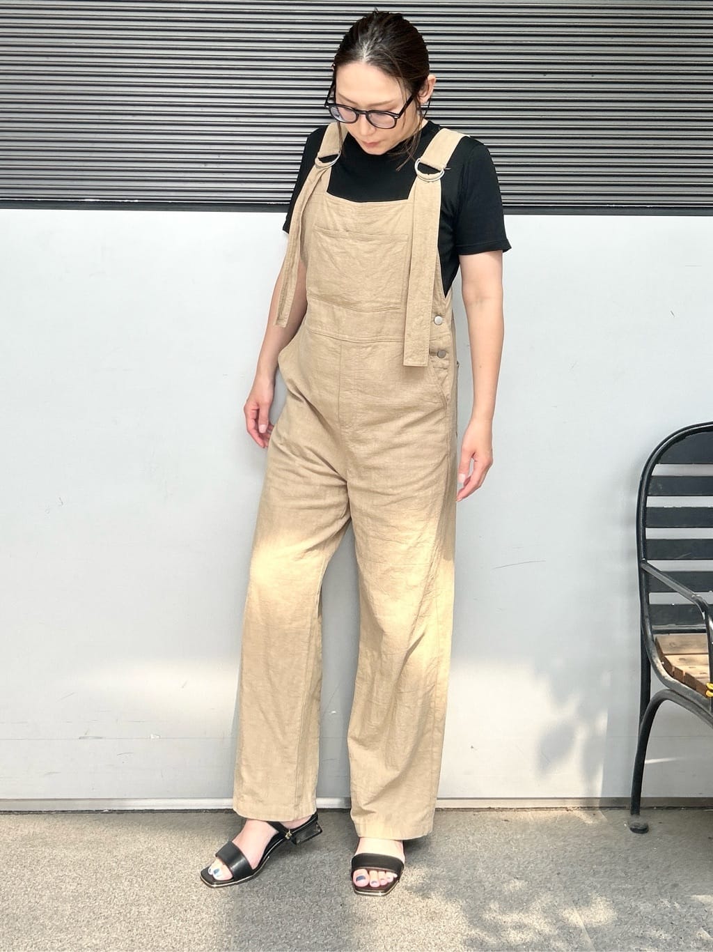machikoさんの「ESPERANZA｜スクエアトゥクリアローヒールサンダル」を使ったコーディネート