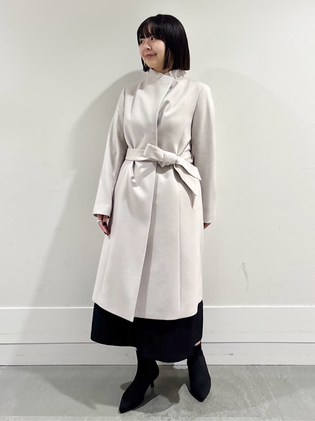 モエカさんの「UNTITLED｜【大人フェミニン/トレンド】ニット&times;ジャカード ドッキングワンピース」を使ったコーディネート