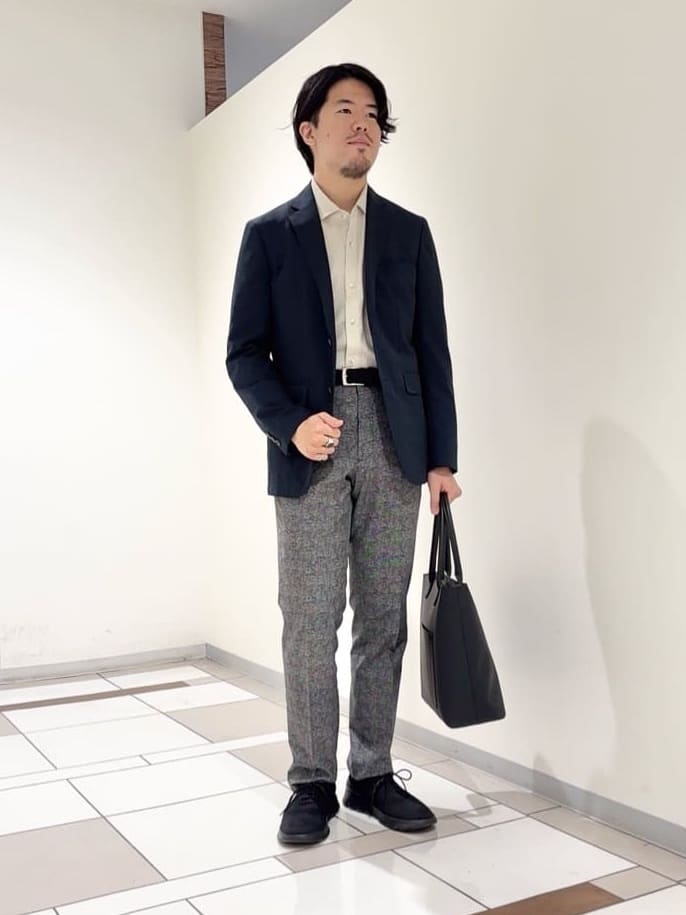 及川さんの「TAKEO KIKUCHI｜【抗菌防臭】COOL DOTS（R）ドビープリント ジャケット」を使ったコーディネート