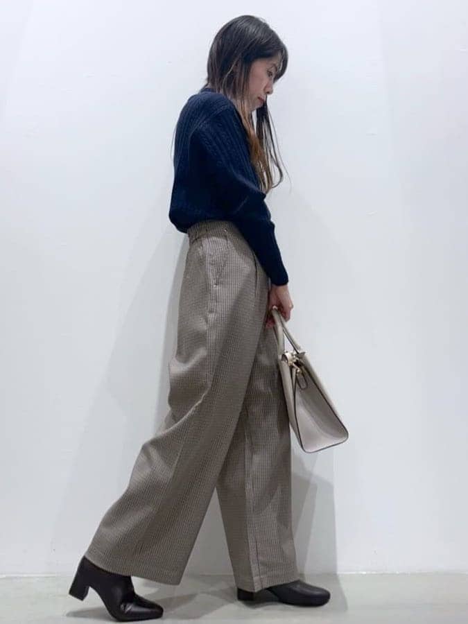 ＷＡさんの「grove｜【毛玉軽減／洗える】クロップドミニケーブルニット」を使ったコーディネート