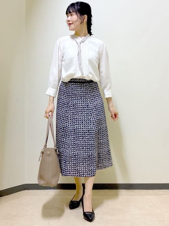  beni_gingerさんの「Reflect｜【配色ボウタイ付き】八分袖ジョーゼットブラウス」を使ったコーディネート