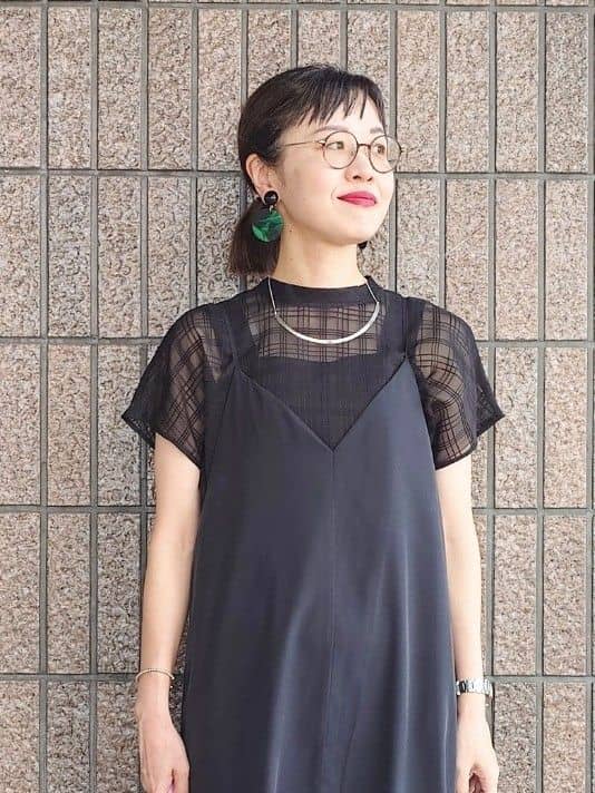 MUTSUKOさんの「UNTITLED｜【シアー】チェックスタンドネックブラウス」を使ったコーディネート