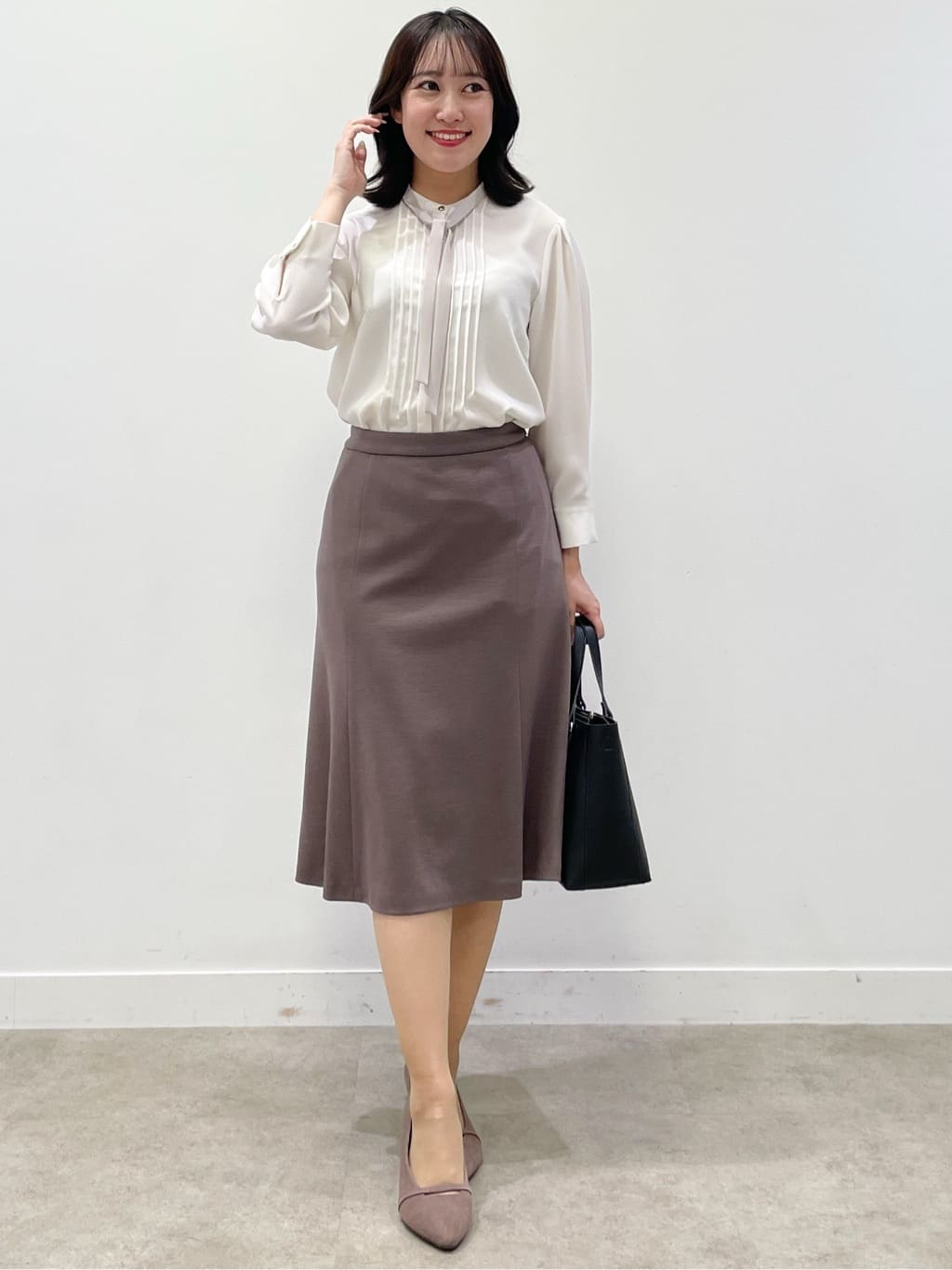 yukariさんの「Reflect｜【配色ボウタイ付き】八分袖ジョーゼットブラウス」を使ったコーディネート