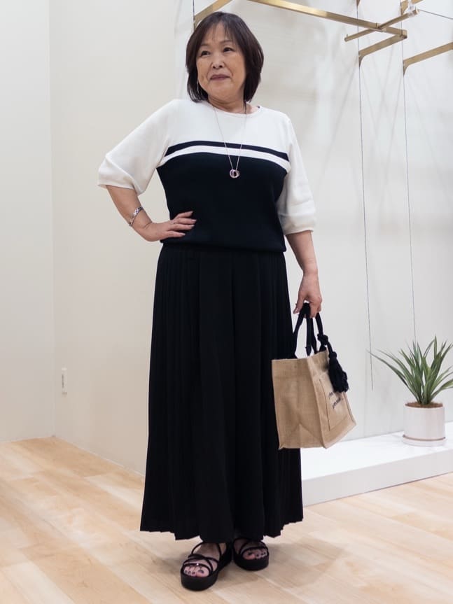 ゆみさんの「grove｜ひんやり多機能・やわらかドライタッチ五分袖プルオーバー」を使ったコーディネート