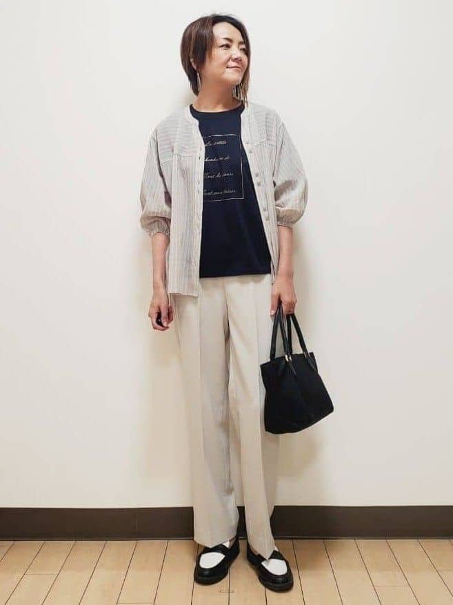yuuさんの「Reflect｜【マシンウォッシュ可】リネンライクフレアパンツ」を使ったコーディネート