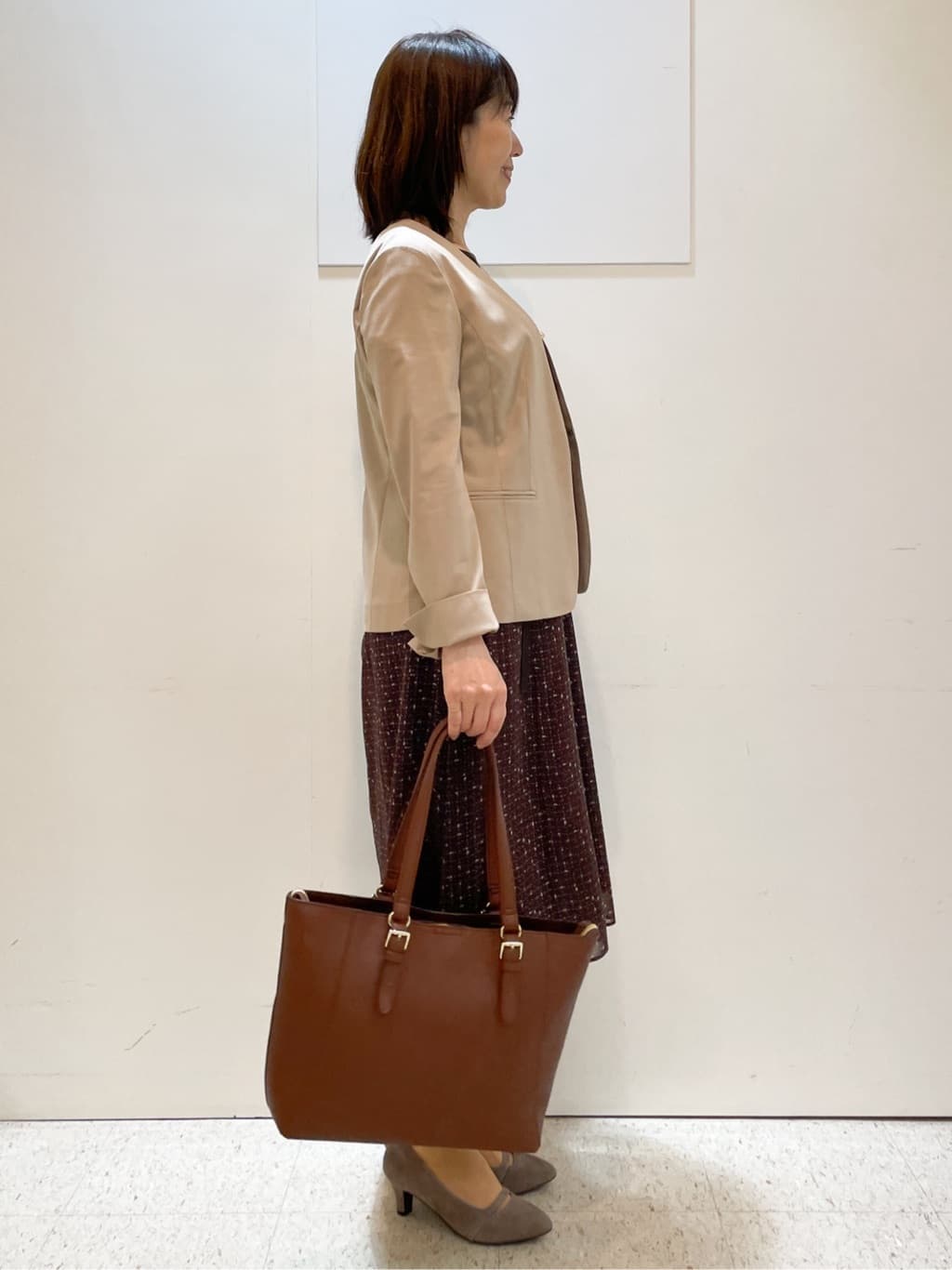 めいさんの「Reflect｜【WEB先行カラーあり／マシンウォッシュ可／ナローベルト付き】オフボディツイードチェックワンピース」を使ったコーディネート