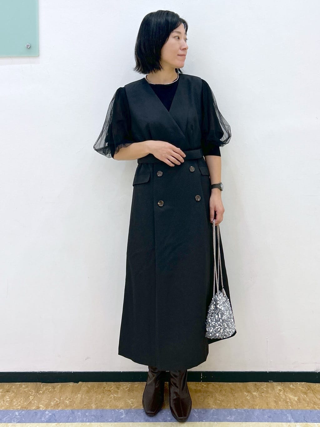 su.さんの「index｜《5色展開》マジョリカプリーツスリーブニット【洗濯機洗い可】」を使ったコーディネート
