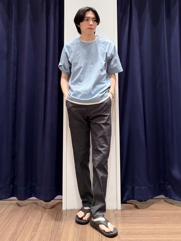Tightさんの「THE SHOP TK｜楊柳フェイクレイヤード半袖Tシャツ 【吸水速乾/毛玉になりにくい/洗濯機OK】」を使ったコーディネート