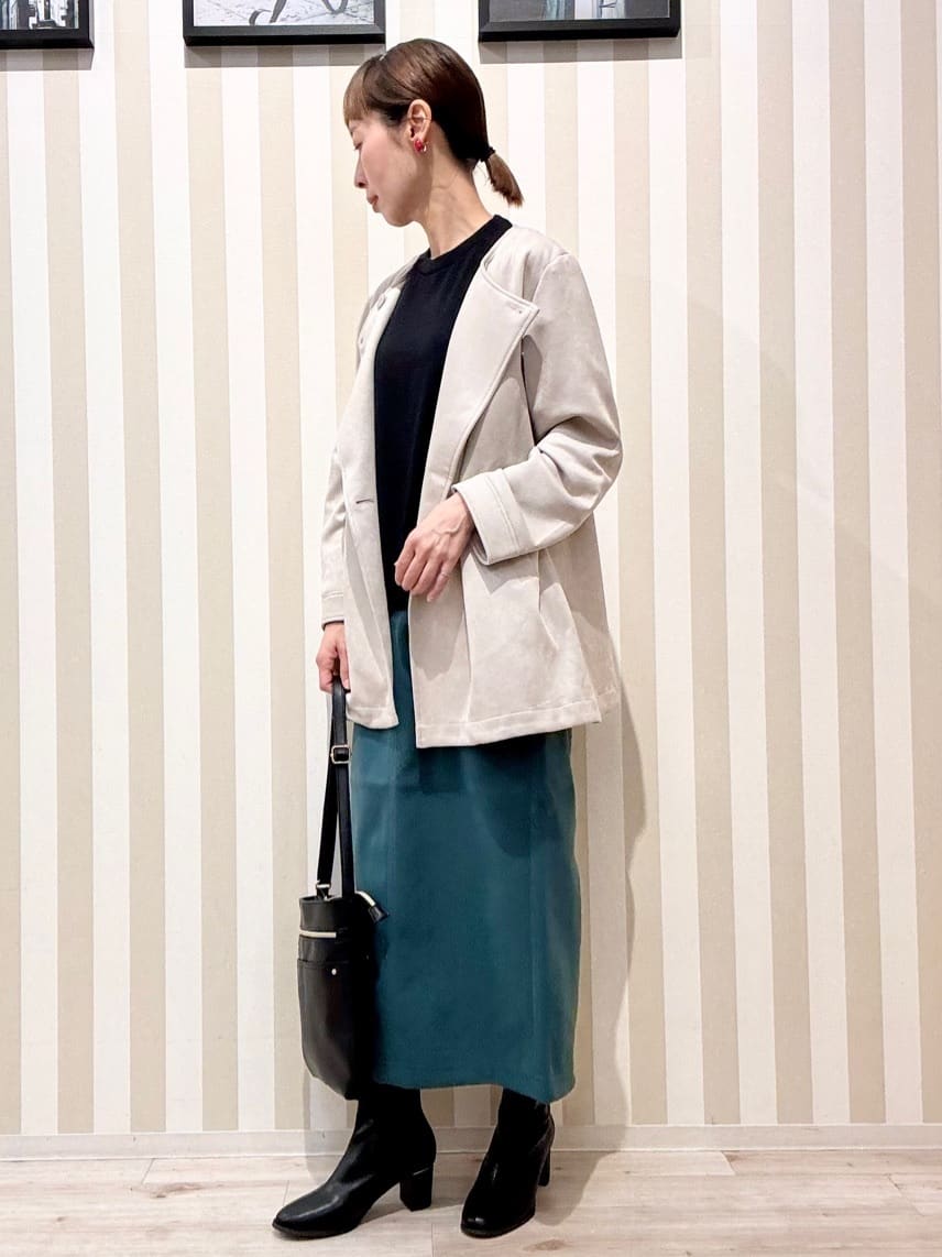 まつこさんの「SHOO･LA･RUE｜【S-LL】上品さを纏う やわらかフェイクスエード ミドル丈ブルゾン」を使ったコーディネート