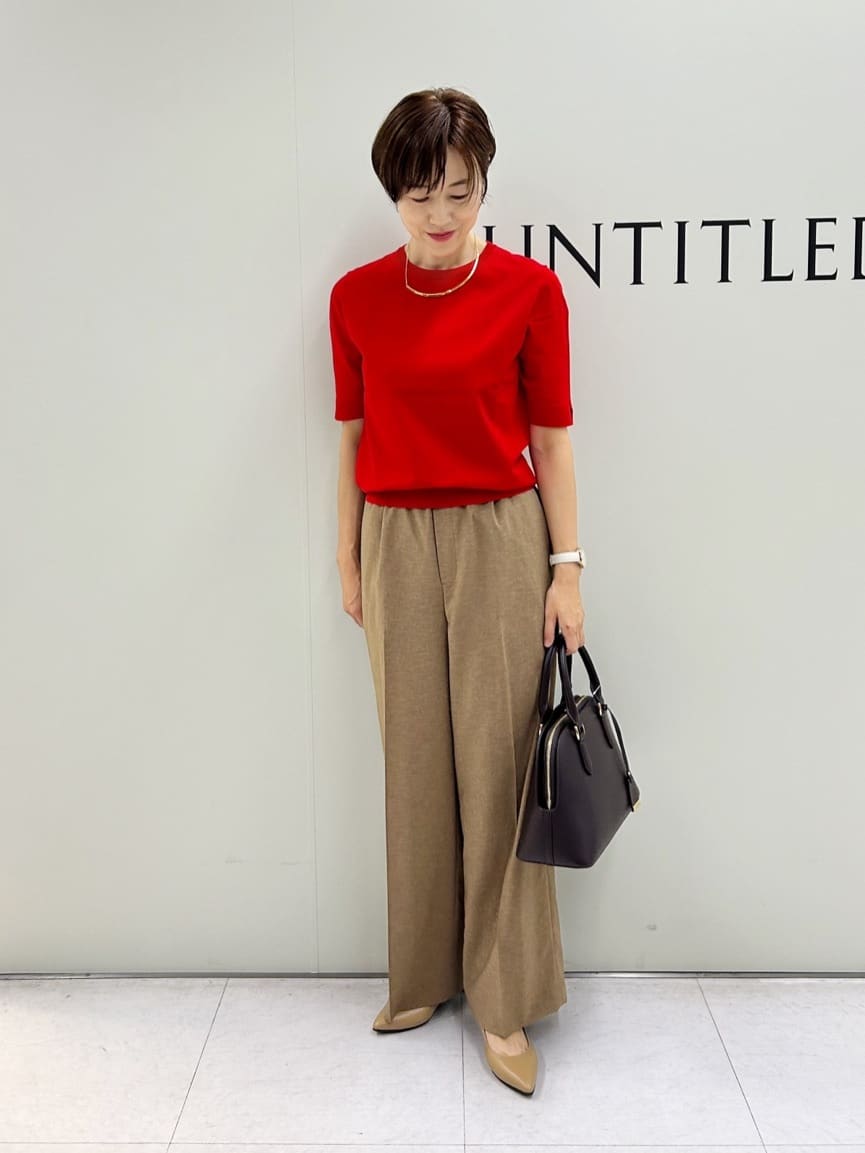Mikiさんの「UNTITLED｜【アンサンブル可/薄手/洗える】5分袖クルーニット」を使ったコーディネート