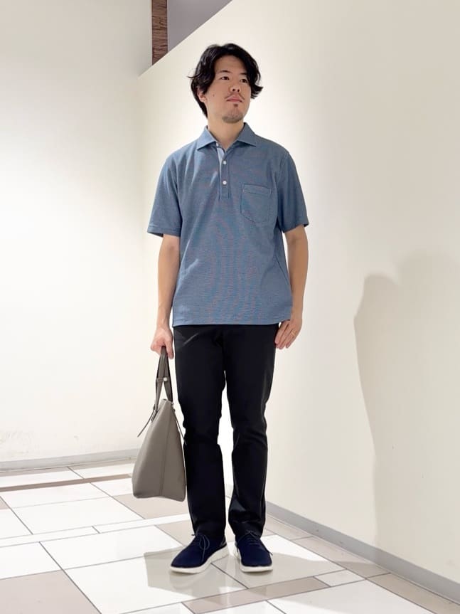 及川さんの「TAKEO KIKUCHI｜【抗菌防臭／9色5サイズ展開】ハニカムメランジ ポロシャツ」を使ったコーディネート
