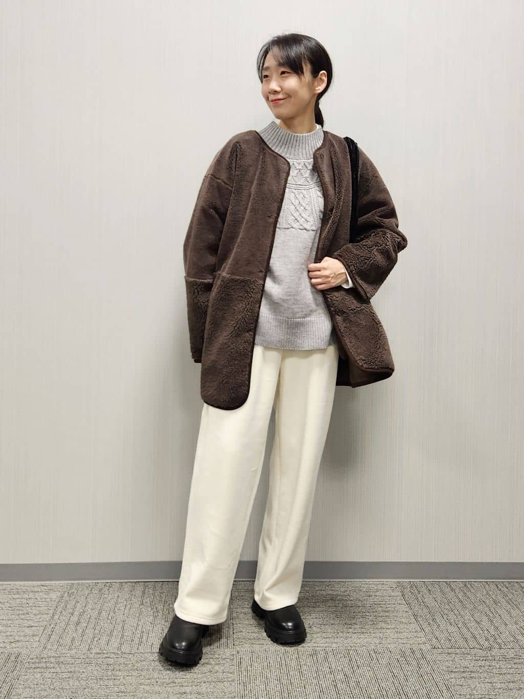 naraさんの「Dessin｜【2WAY】フェイクムートンコート」を使ったコーディネート