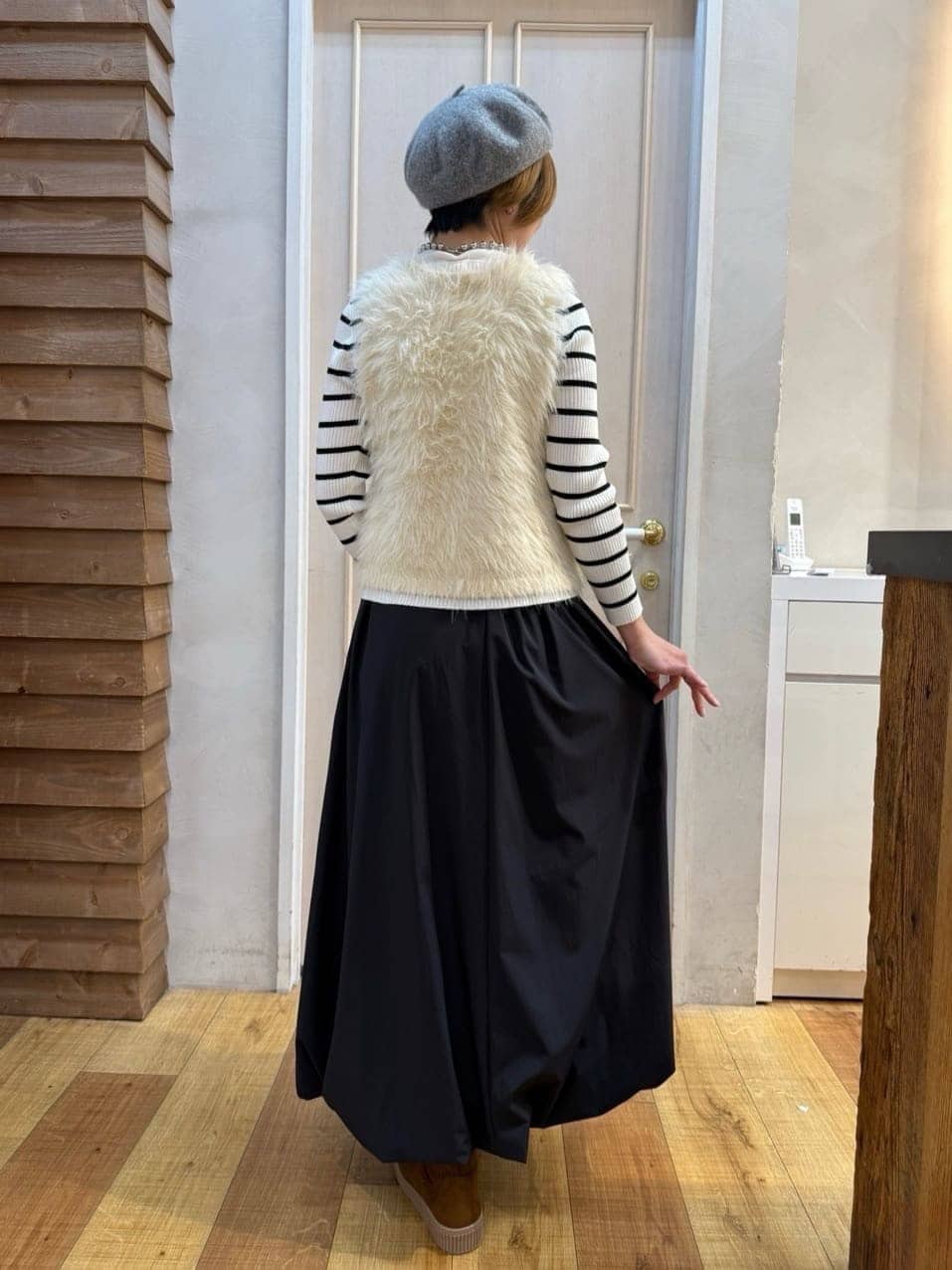きょんさんの「SHOO･LA･RUE｜【撥水/低反発クッション】すっぽりラクラク はきぐちニットブーツ」を使ったコーディネート