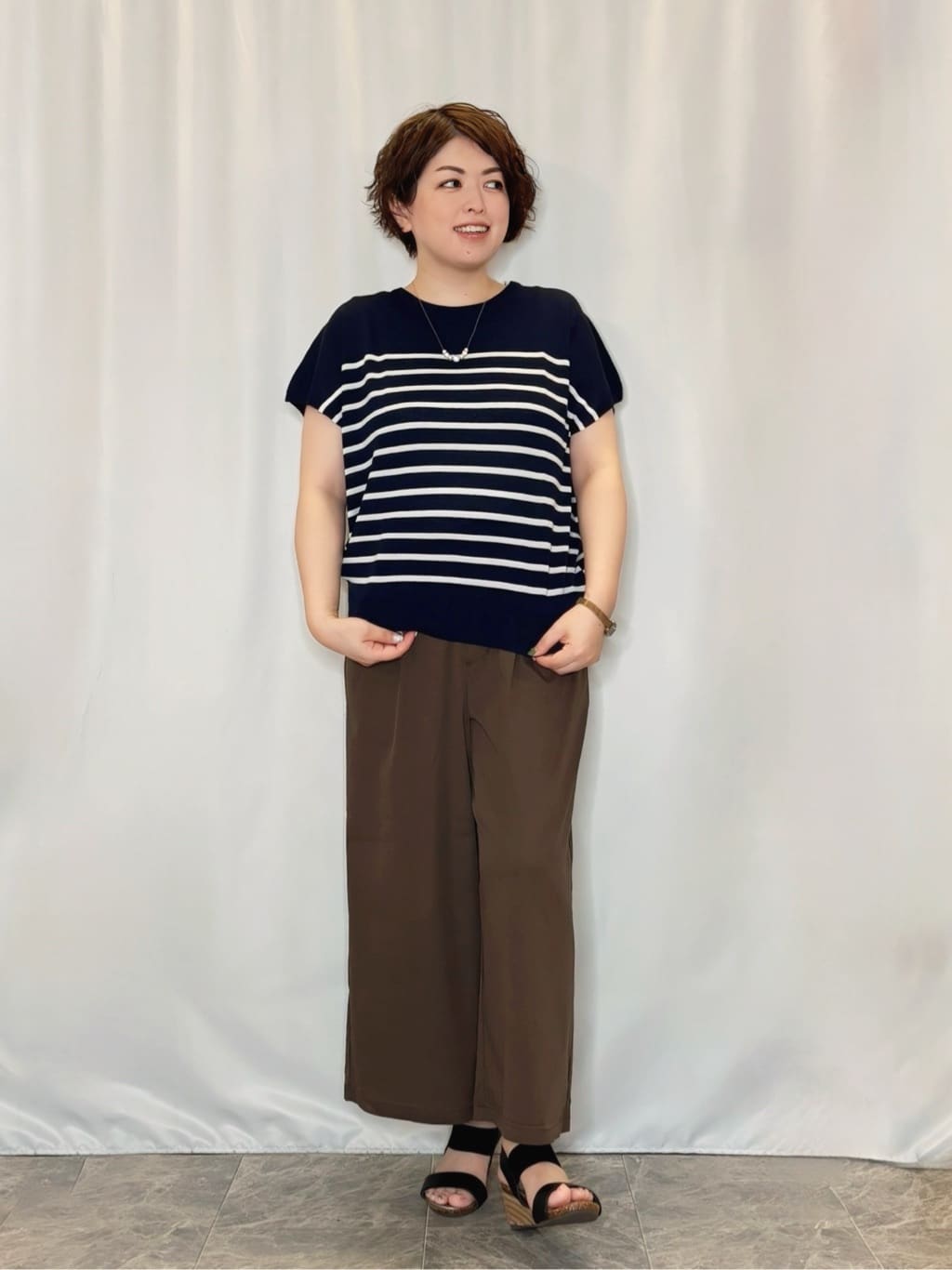 たみさんの「SHOO･LA･RUE｜【ひんやり/S-LL】さらさらな肌触りが心地よい フレンチスリーブニット」を使ったコーディネート