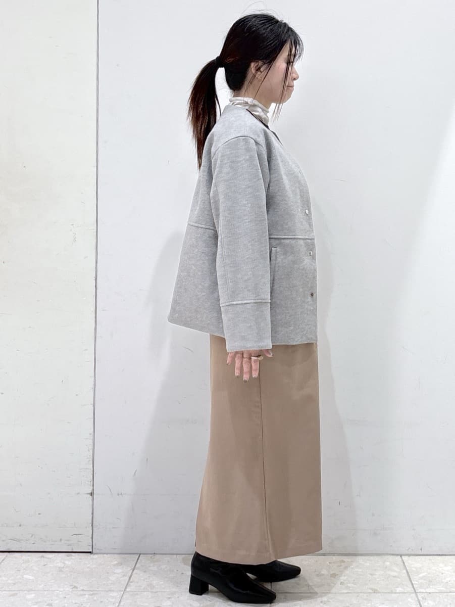 mameさんの「OPAQUE.CLIP｜ウールライクメルトンノーカラーコート【洗濯機洗い可】」を使ったコーディネート