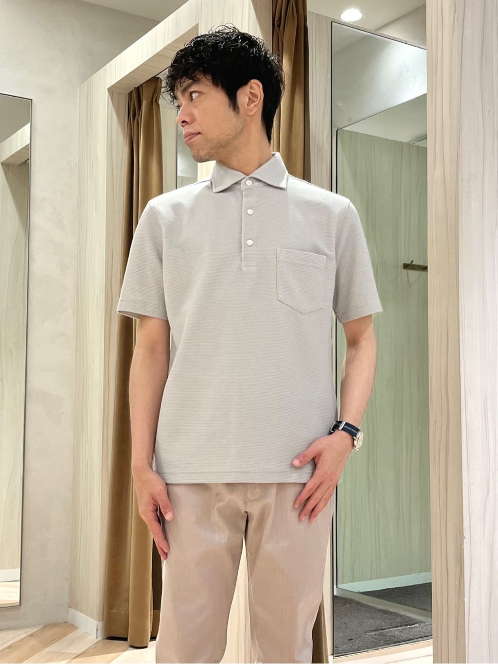 URAさんの「TAKEO KIKUCHI｜【抗菌防臭／9色5サイズ展開】ハニカムメランジ ポロシャツ」を使ったコーディネート
