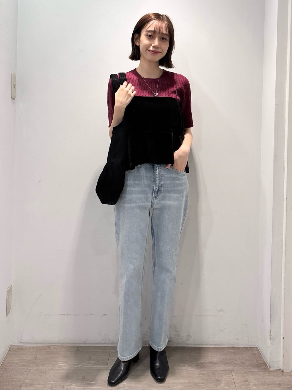 ぶまりんさんの「OPAQUE.CLIP｜ベロアキャミ／セットアップ対応可【洗濯機OK】」を使ったコーディネート