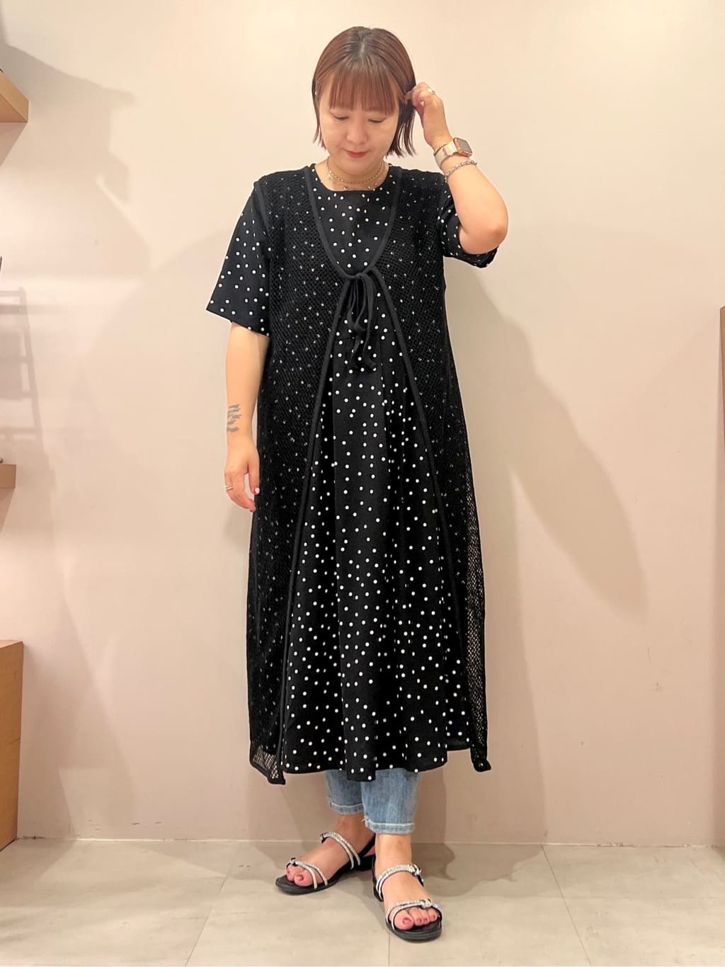 TAKAさんの「ESPERANZA｜ラインストーンサンダル」を使ったコーディネート