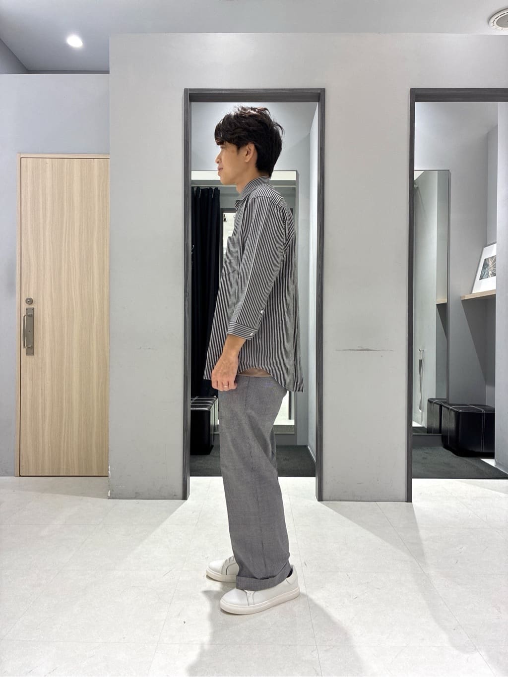 わいずみさんの「TAKEO KIKUCHI｜【COOL CITY WEAR】テーラードTシャツ /接触冷感」を使ったコーディネート