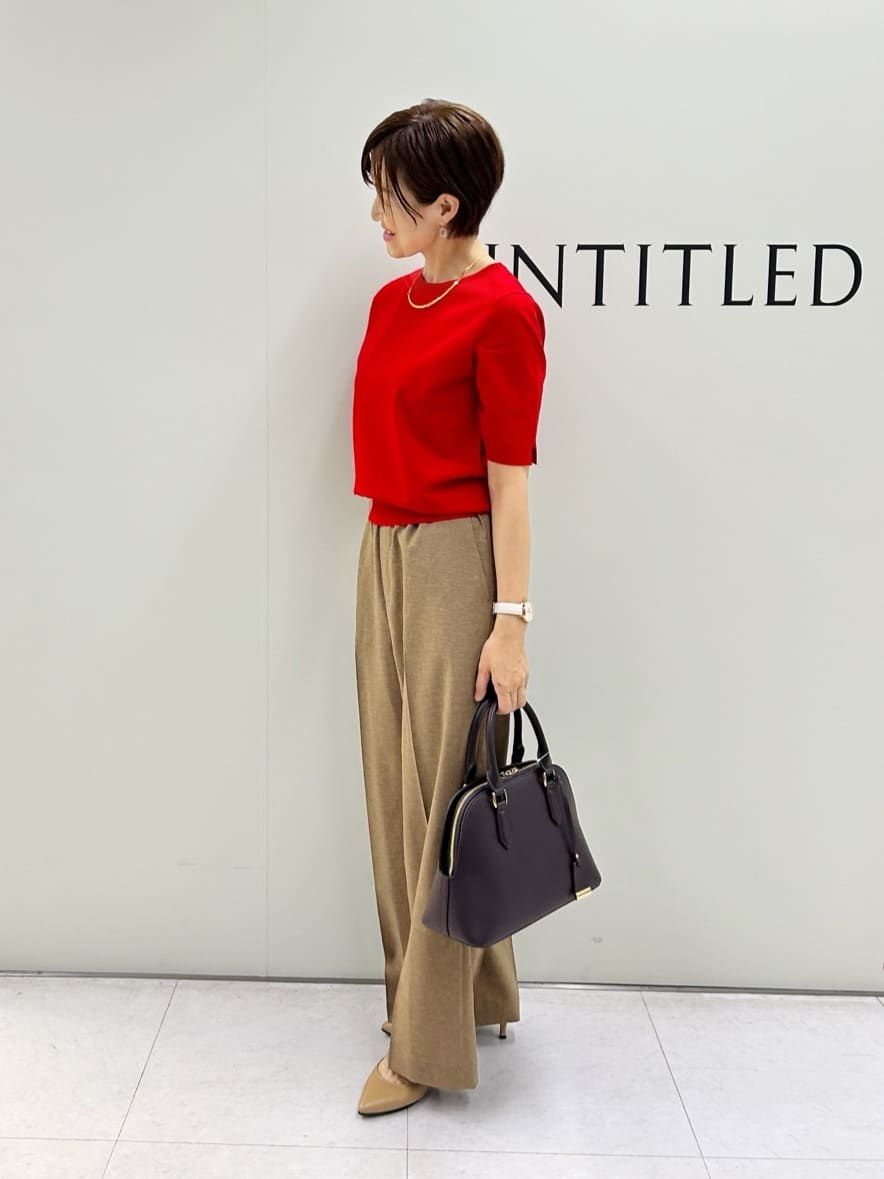 Mikiさんの「UNTITLED｜【アンサンブル可/薄手/洗える】5分袖クルーニット」を使ったコーディネート