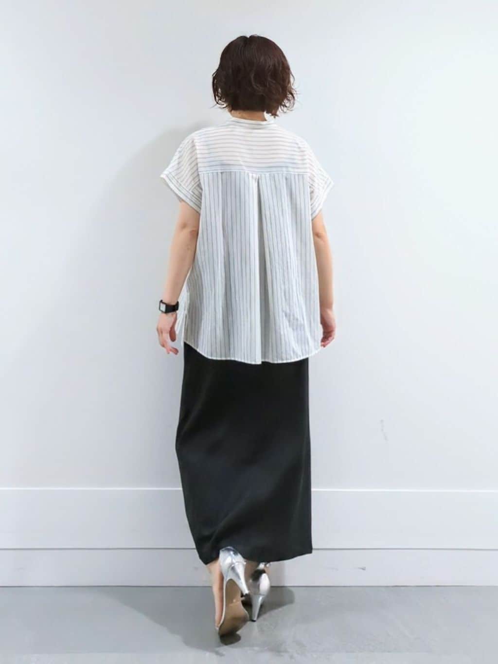 ミズタさんの「UNTITLED｜【洗える/スキッパー】フレンチスリーブシアーブラウス」を使ったコーディネート
