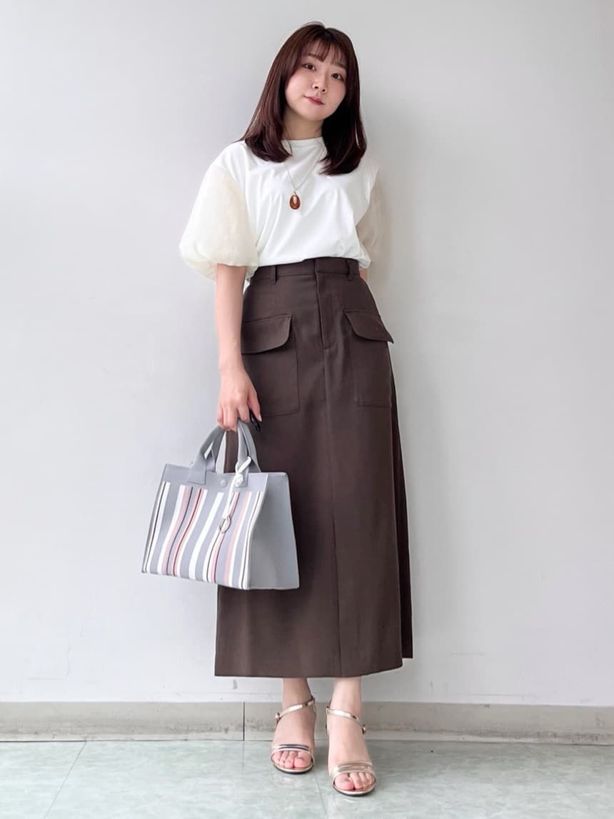 KAHOさんの「UNTITLED｜【手洗い可】マルチストライプニットバッグ」を使ったコーディネート