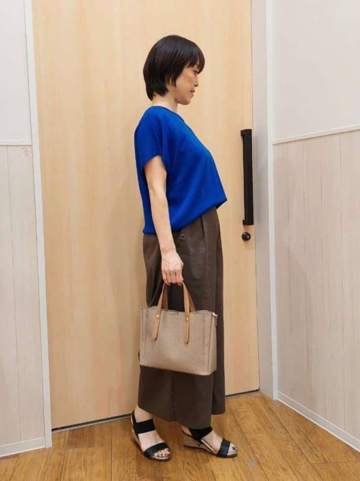 Kさんの「SHOO･LA･RUE｜【ひんやり/S-LL】さらさらな肌触りが心地よい フレンチスリーブニット」を使ったコーディネート
