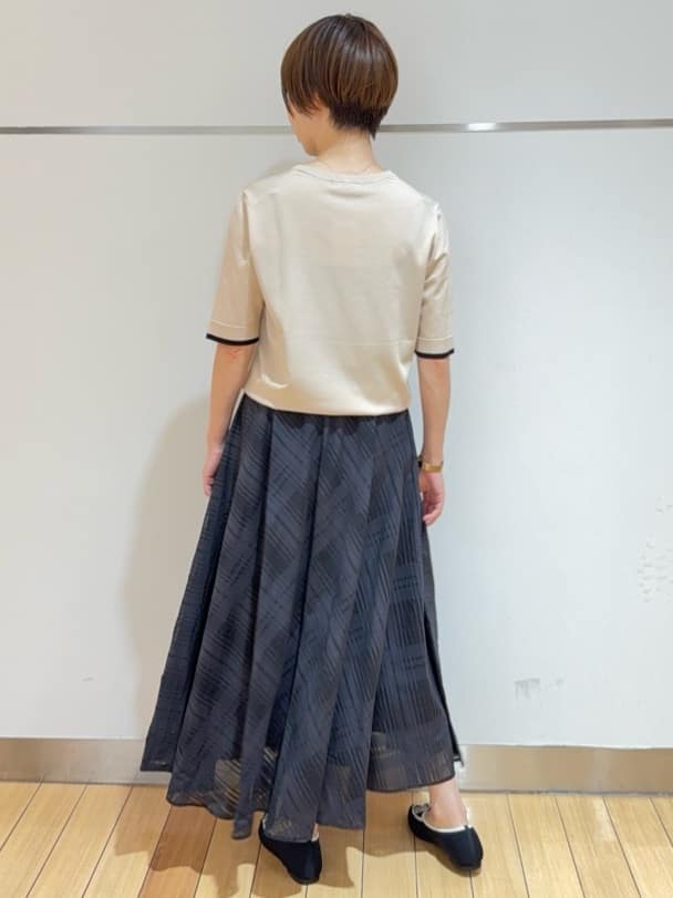 あやさんの「UNTITLED｜【セットアップ可/後ろウエストゴム】シアーチェックスカート」を使ったコーディネート
