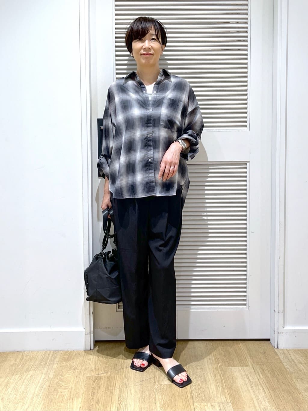 Miyazakiさんの「Dessin｜【洗える】シアーオンブレーチェックシャツ」を使ったコーディネート