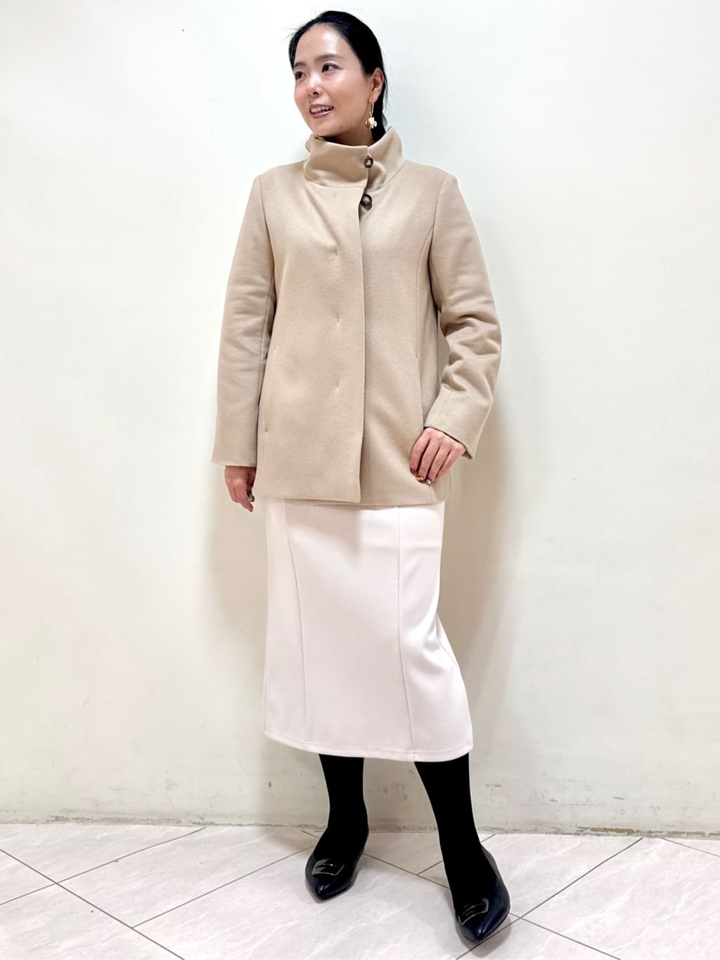 rincoさんの「Reflect｜【SS-4Lサイズ／衿が顔に当たらない◎】スタンドネックミドルコート」を使ったコーディネート