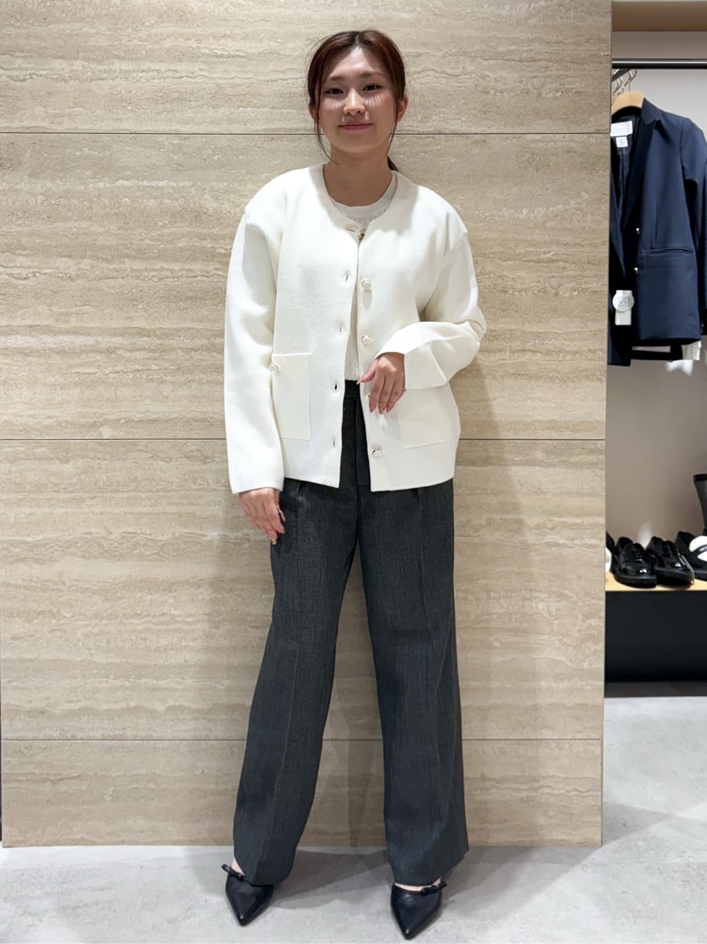 ふうかさんの「index｜ベルト付き2タックワイドパンツ【洗濯機OK／ストレッチ／防シワ／イージーアイロン】」を使ったコーディネート