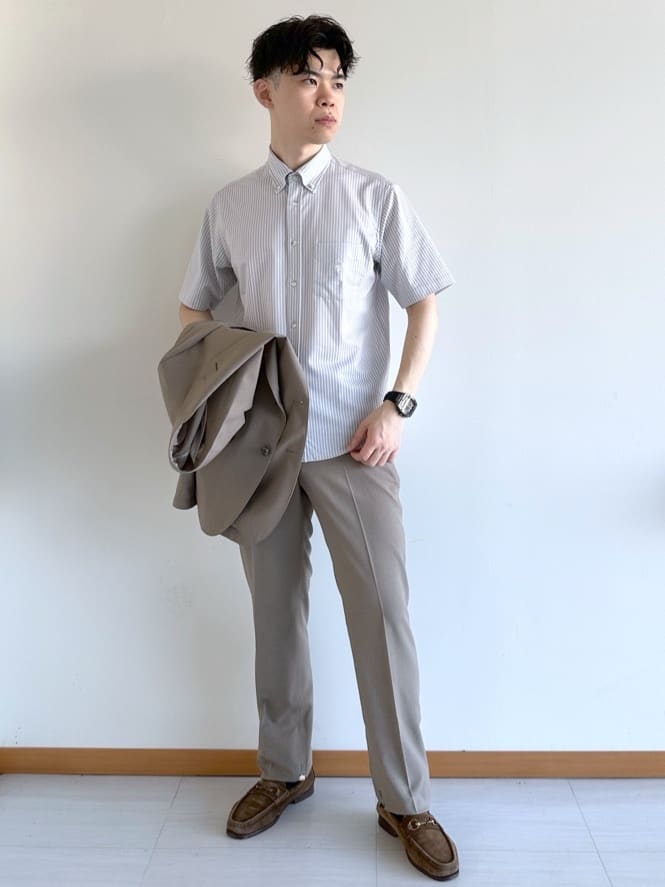 イッシーさんの「TAKEO KIKUCHI｜【COOL CITY WEAR】アーバンクール ジャケット /接触冷感・吸水速乾」を使ったコーディネート
