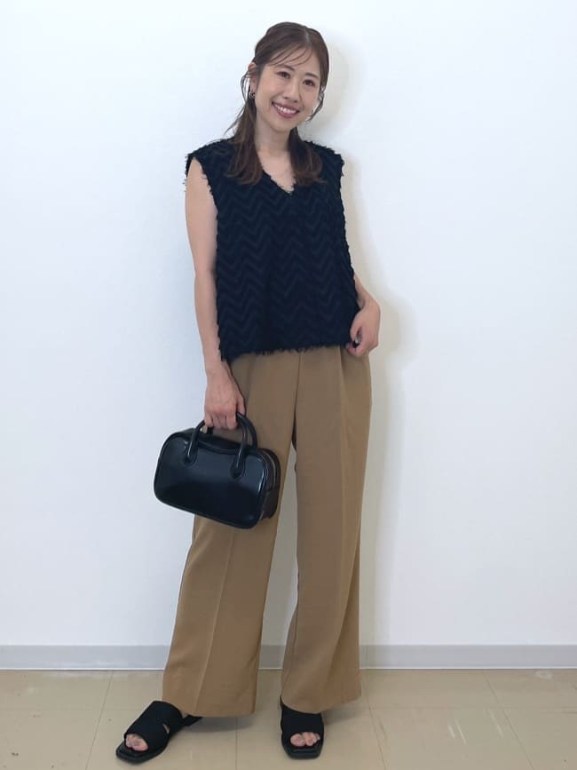 Akiさんの「OPAQUE.CLIP｜フリンジジャカードベスト【洗濯機洗い可】」を使ったコーディネート