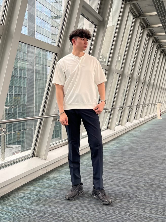 Tsubasaさんの「TAKEO KIKUCHI｜【抗菌防臭】COOL DOTS（R）ドビープリント パンツ」を使ったコーディネート