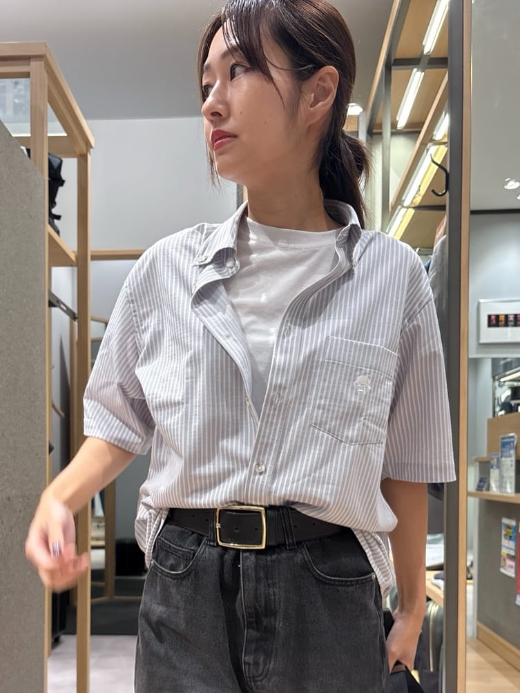 よぴさんの「TAKEO KIKUCHI｜【COOL CITY WEAR】ストライプジャージ ボタンダウンシャツ /接触冷感」を使ったコーディネート