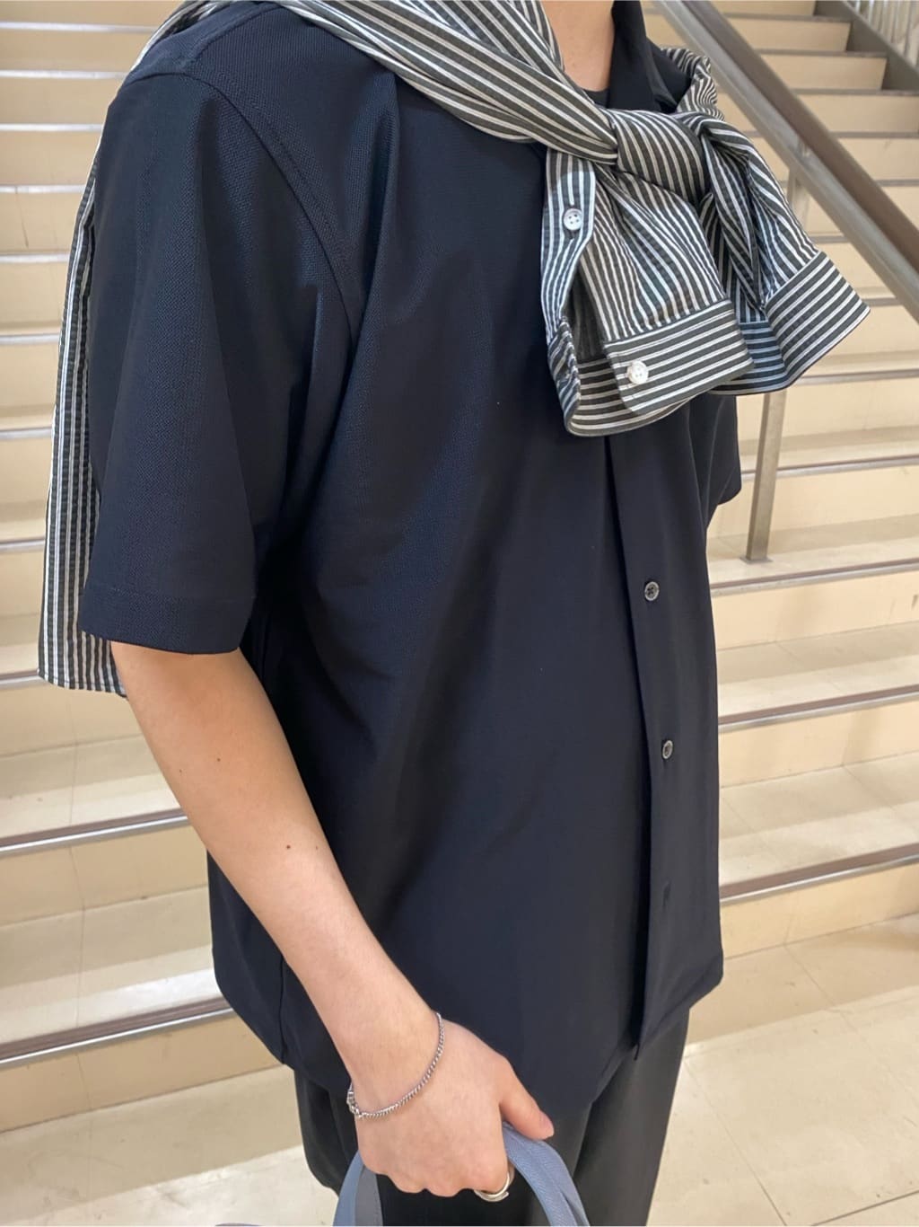 キムラさんの「TAKEO KIKUCHI｜【COOL CITY WEAR】エアートール オープンカラーシャツ /接触冷感・通気性」を使ったコーディネート