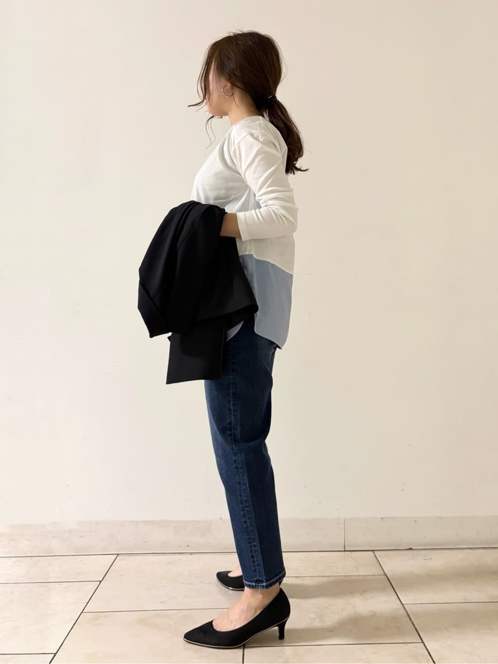 kahoさんの「INDIVI｜【コットン】シャツ切り替えカットソー」を使ったコーディネート