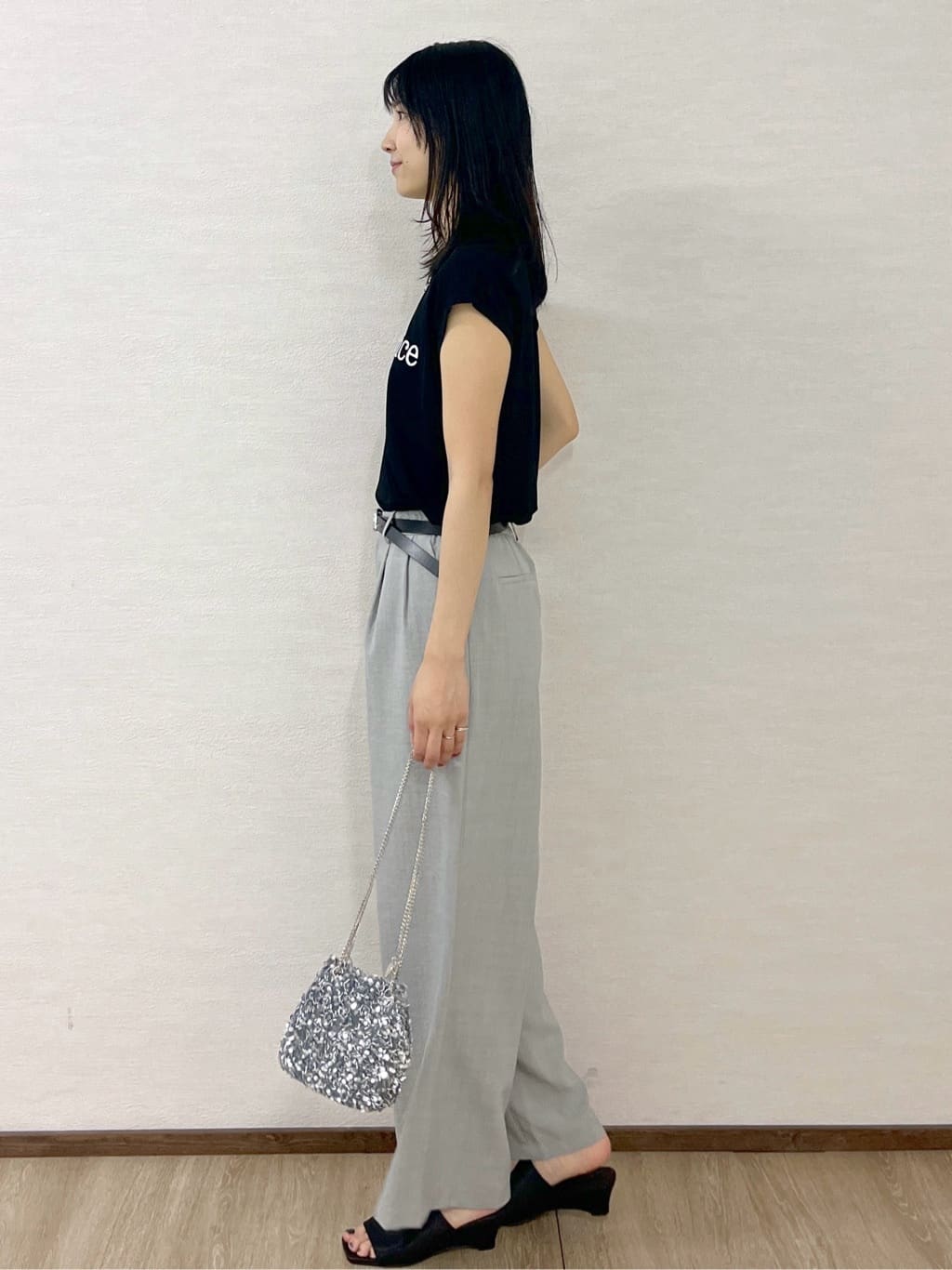 sachikoさんの「OPAQUE.CLIP｜ロゴフレンチスリーブニット【洗濯機洗い可／UV／接触冷感／抗ピル】」を使ったコーディネート