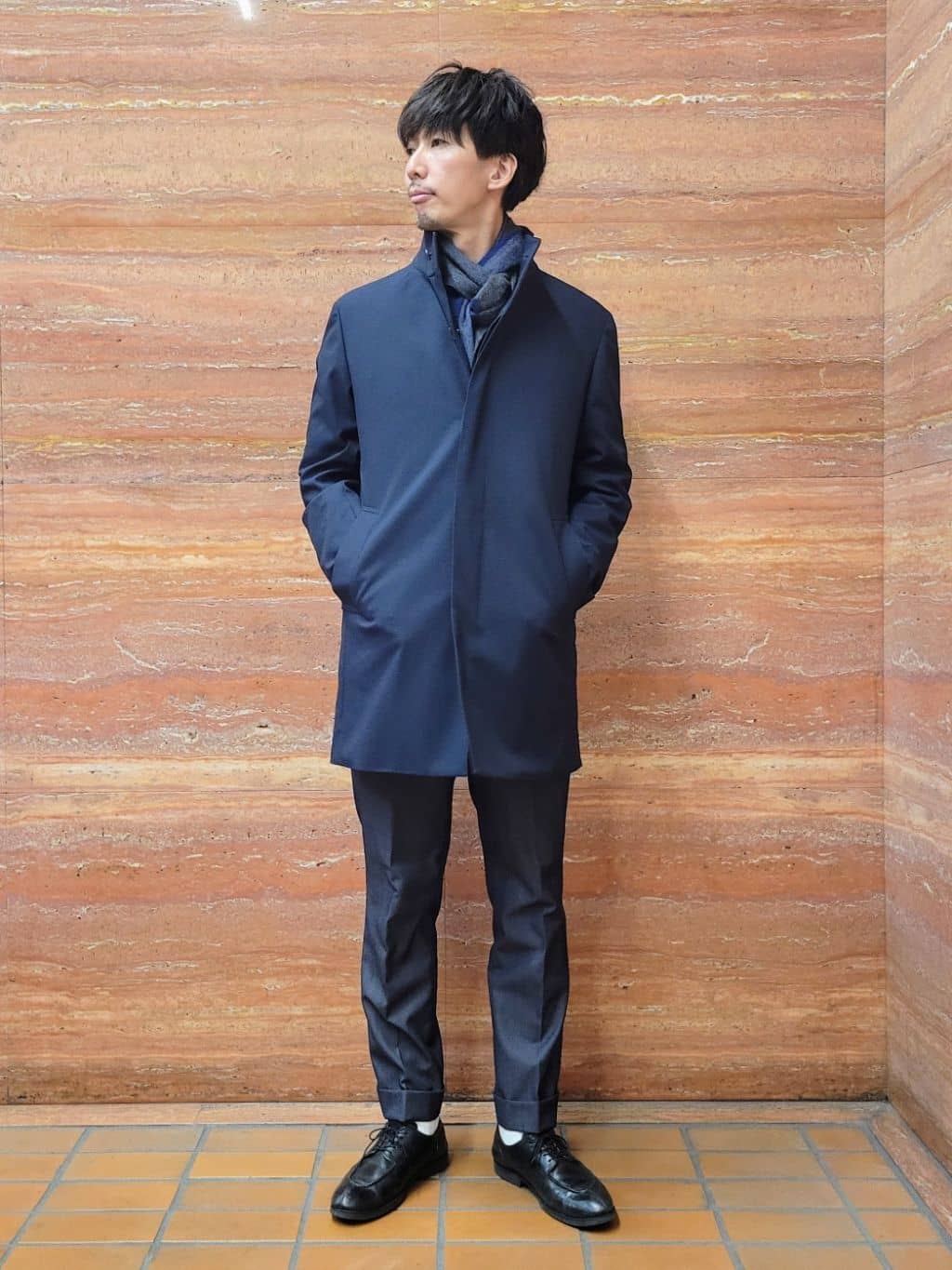 piroyaさんの「TAKEO KIKUCHI｜【ダウンライナー付き】ドビースタンドカラーコート」を使ったコーディネート