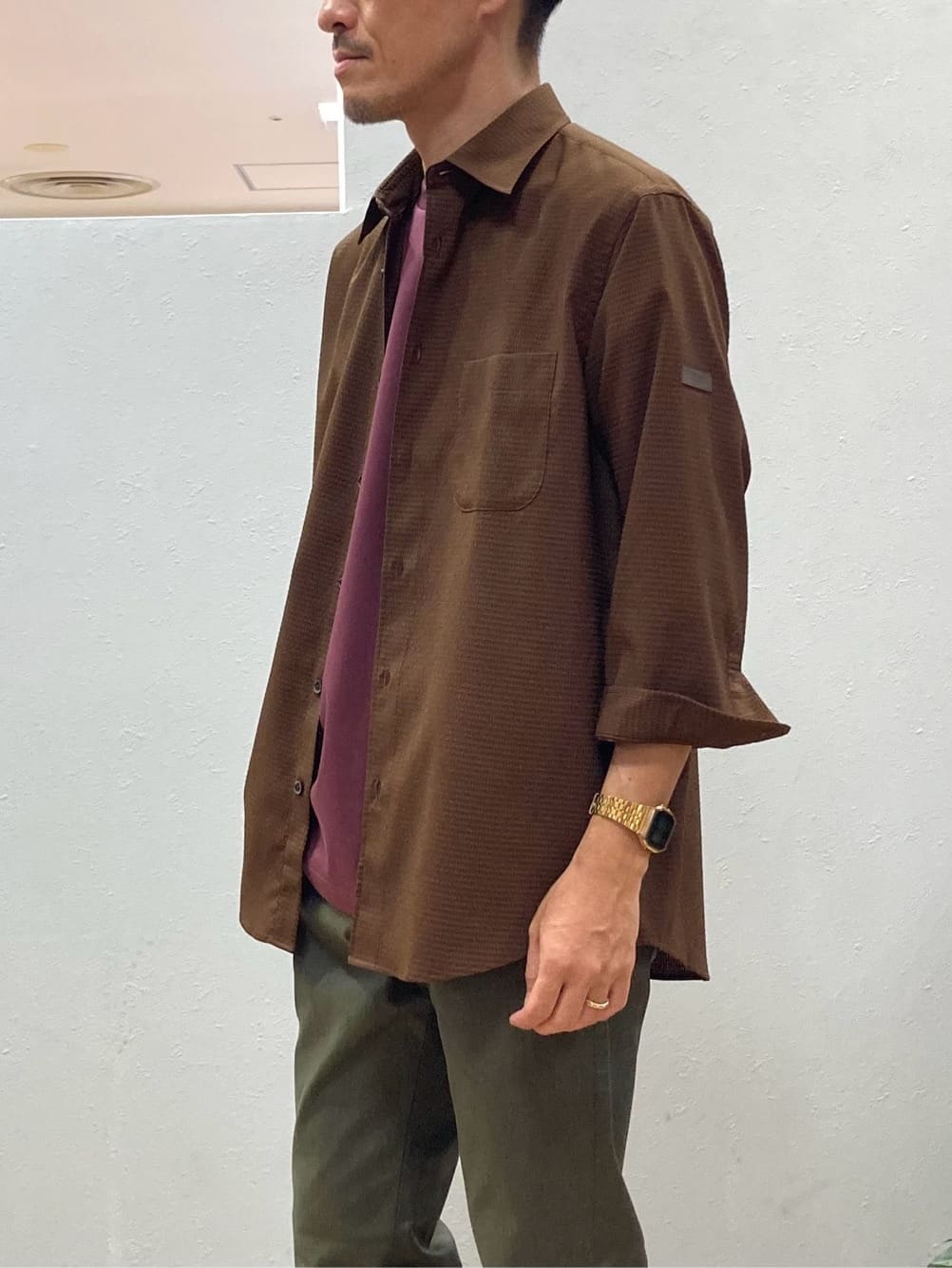 シュンさんの「TAKEO KIKUCHI｜【COOL CITY WEAR】DotAir（R）サッカー シャツ」を使ったコーディネート