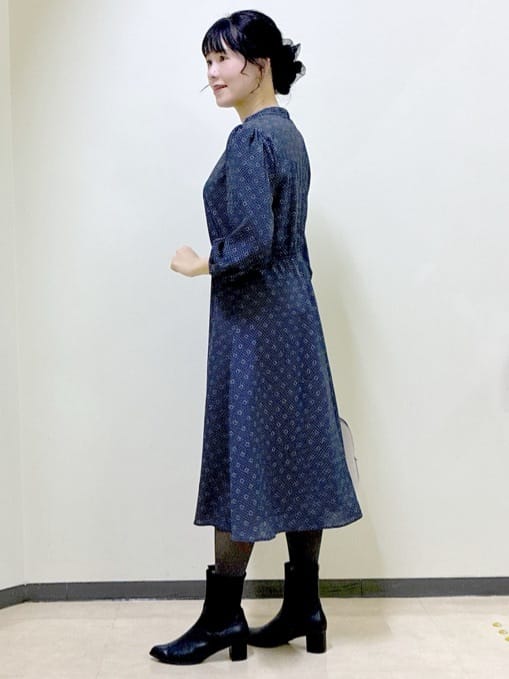  beni_gingerさんの「Reflect｜【きちんと見え／通勤／セレモニーにおすすめ◎】ドット&times;ダイヤ柄ワンピース」を使ったコーディネート